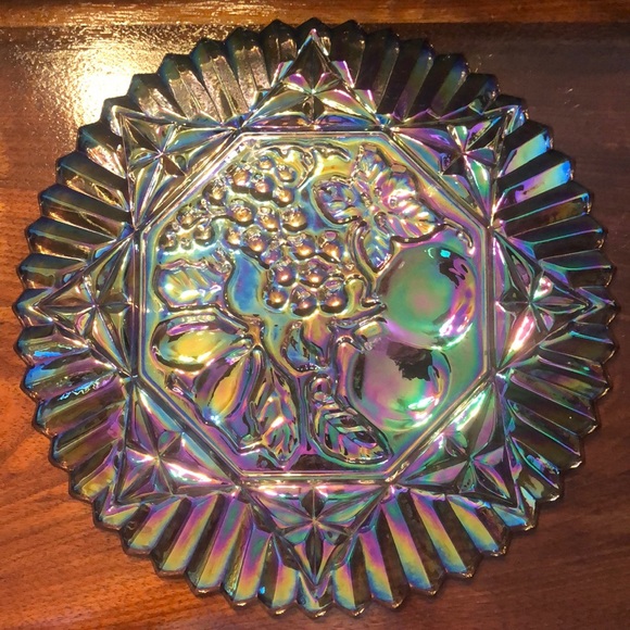 Dining Carnival Glass Plate Set Of 3 Poshmark